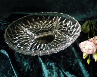 large glass bowl with several compartments / fruit bowl / tapas bowl, glass bowl, snack bowl from the 70s - vintage