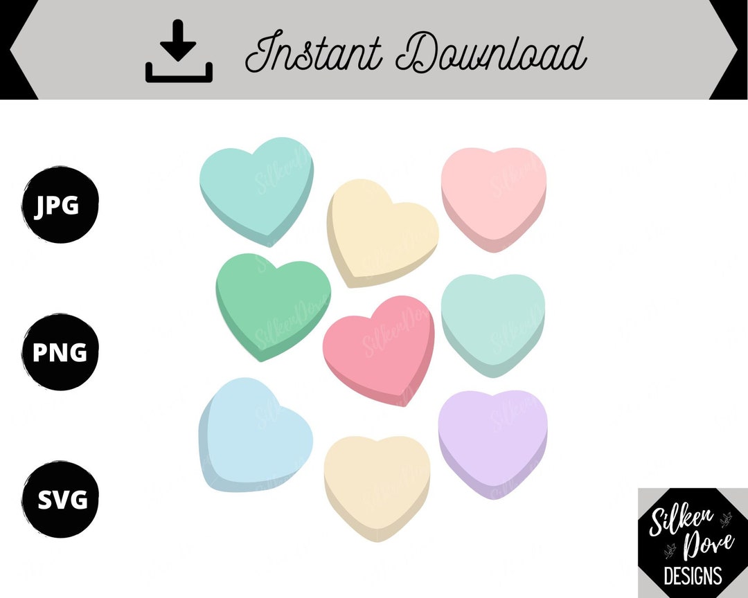 Blank Conversation Hearts Printable Clipart Candy Valentines SVG PNG ...