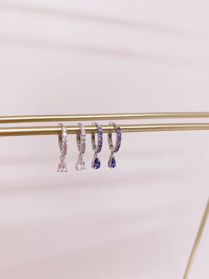 small creoles mini earrings Mini silver creoles set with zircons silver buckles small earrings