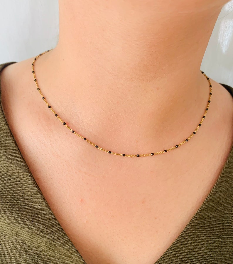 Collier perles résine en acier inoxydable