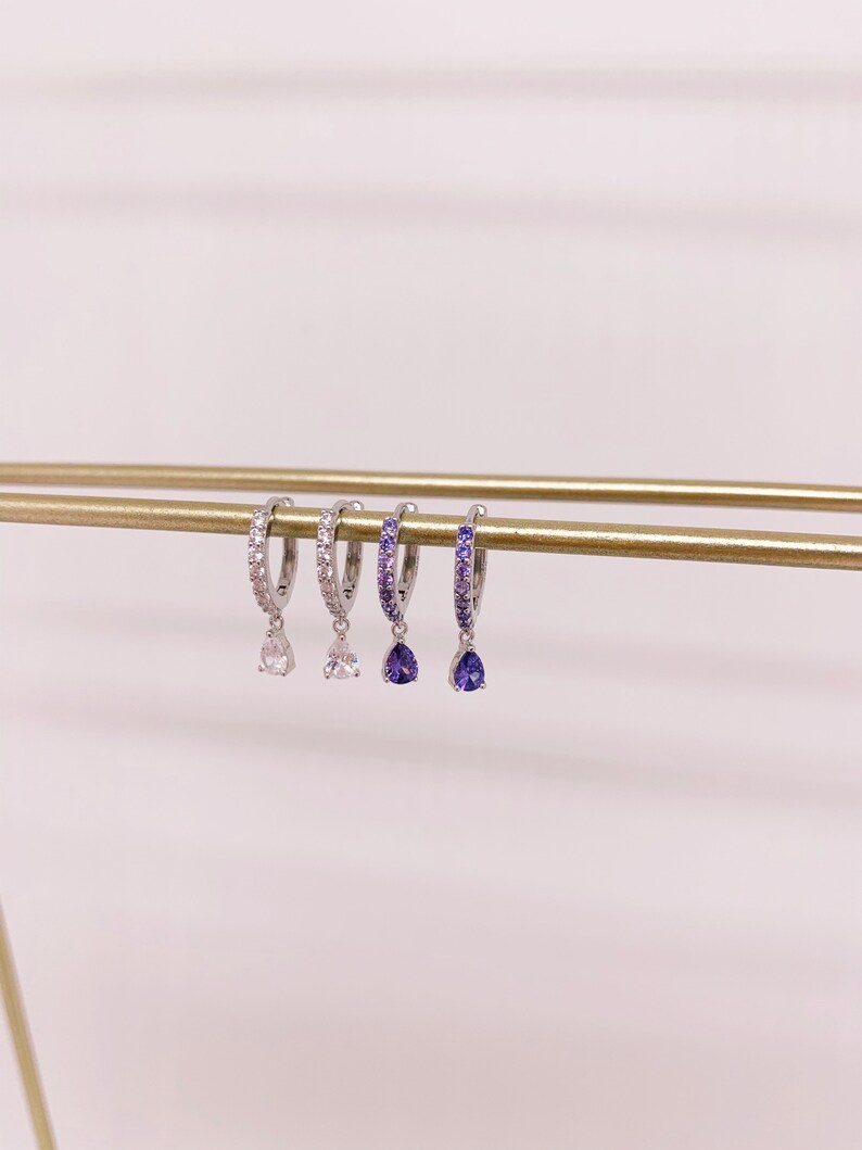 small creoles mini earrings Mini silver creoles set with zircons silver buckles small earrings