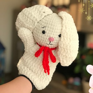 Schema PDF per burattino a mano a forma di coniglietto all'uncinetto / Schema per coniglietto all'uncinetto / Burattini a mano amigurumi di animali / Schemi per coniglietti di peluche / Simpatici giocattoli all'uncinetto