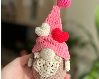 Valentine gnome pattern PDF Crochet hearts gnome amigurumi Valentine's day gift Hearts pattern