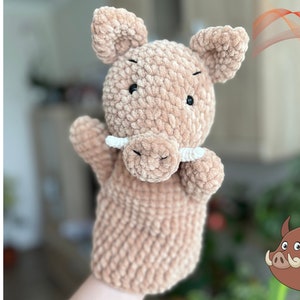 Crochet Boar Hand Puppet Pattern PDF | Crochet wild pig pattern | Boar Amigurumi | Wood Animal Pattern | Boar Crochet| Forest Animal Toys