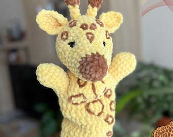 Crochet Giraffe Hand Puppet Pattern PDF  | Crochet Safari Animals | Plush Giraffe Pattern | Amigurumi Crochet Giraffe Toy Pattern