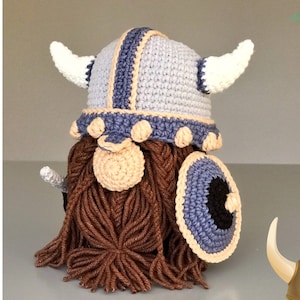 Viking Gnome Crochet Pattern PDF Viking Amigurumi pattern Norse gnome pattern Viking dwarf crochet Viking helmet