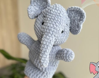 Crochet Elephant Hand Puppet Pattern PDF | Crochet Safari Animals Patterns | Crochet Elephant Pattern | Amigurumi Hand Puppets