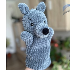 Schema PDF per burattino a mano a forma di lupo all'uncinetto / Schema lupo / Lupo fai da te / Lupo amigurumi / Schemi di animali selvatici all'uncinetto / Schemi di animali del bosco