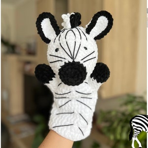 Patrón de marioneta de mano de cebra de ganchillo en PDF / Patrón de animales de safari de ganchillo / Patrón de cebra de ganchillo / Cebra amigurumi / Cebra de ganchillo