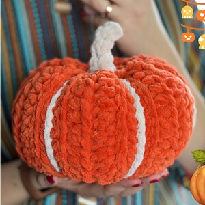Schema all'uncinetto per zucca in formato PDF, schema per amigurumi Jumbo, schema per cuscino all'uncinetto per zucca grossa, schema per zucca grande e morbida, schema autunnale all'uncinetto