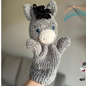 Crochet Donkey Hand Puppet Pattern PDF | Donkey Crochet Pattern | Crochet Farm Animals | Amigurumi Crochet Donkey | Farm Animals Patterns