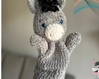Crochet Donkey Hand Puppet Pattern PDF | Donkey Crochet Pattern | Crochet Farm Animals | Amigurumi Crochet Donkey | Farm Animals Patterns