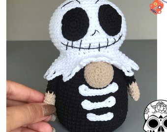 Crochet Skeleton Gnome pattern PDF Halloween crochet patterns Amigurumi skeleton Skull gnome Spooky Christmas crochet patterns