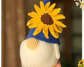Sunflower Gnome Crochet Pattern PDF | Amigurumi Summer Garden Gnome | Sunflower Gnome for Home Decor