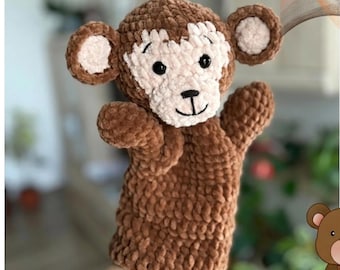 Monkey crochet hand puppet pattern PDF Amigurumi monkey pdf Crochet safari jungle puppets patterns