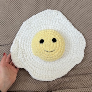 Giant fried egg crochet pattern PDF Crochet food pattern Crochet breakfast pattern Egg plush pillow Amigurumi