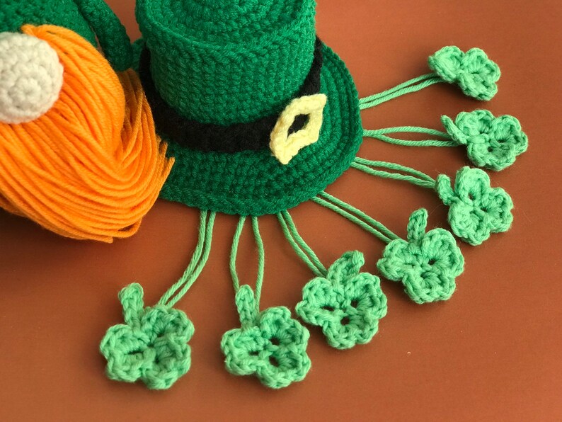 St. Patrick's day Gnome pattern PDF Crochet Leprechaun pattern Leprechaun amigurumi Shamrock ornament pattern image 9