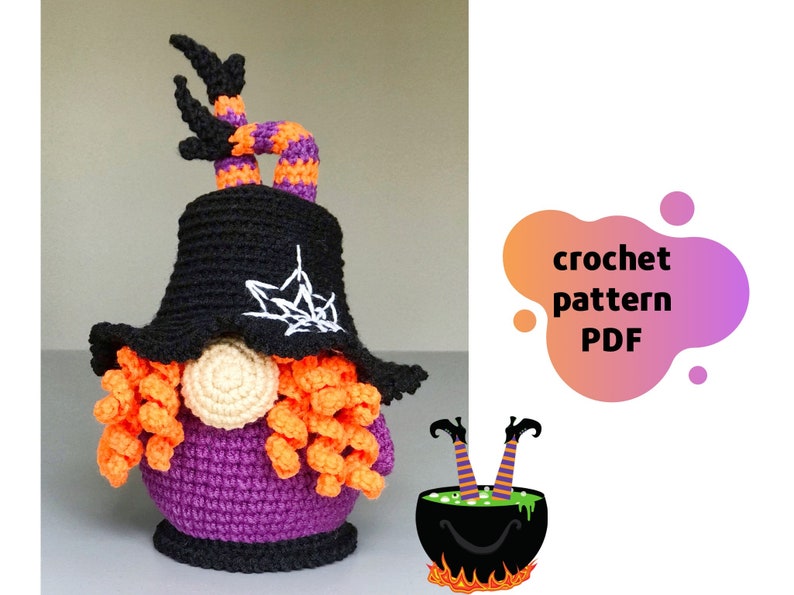 Halloween Gnome with Witches Legs crochet pattern PDF Amigurumi Halloween Pattern Witch Gnome crochet image 10
