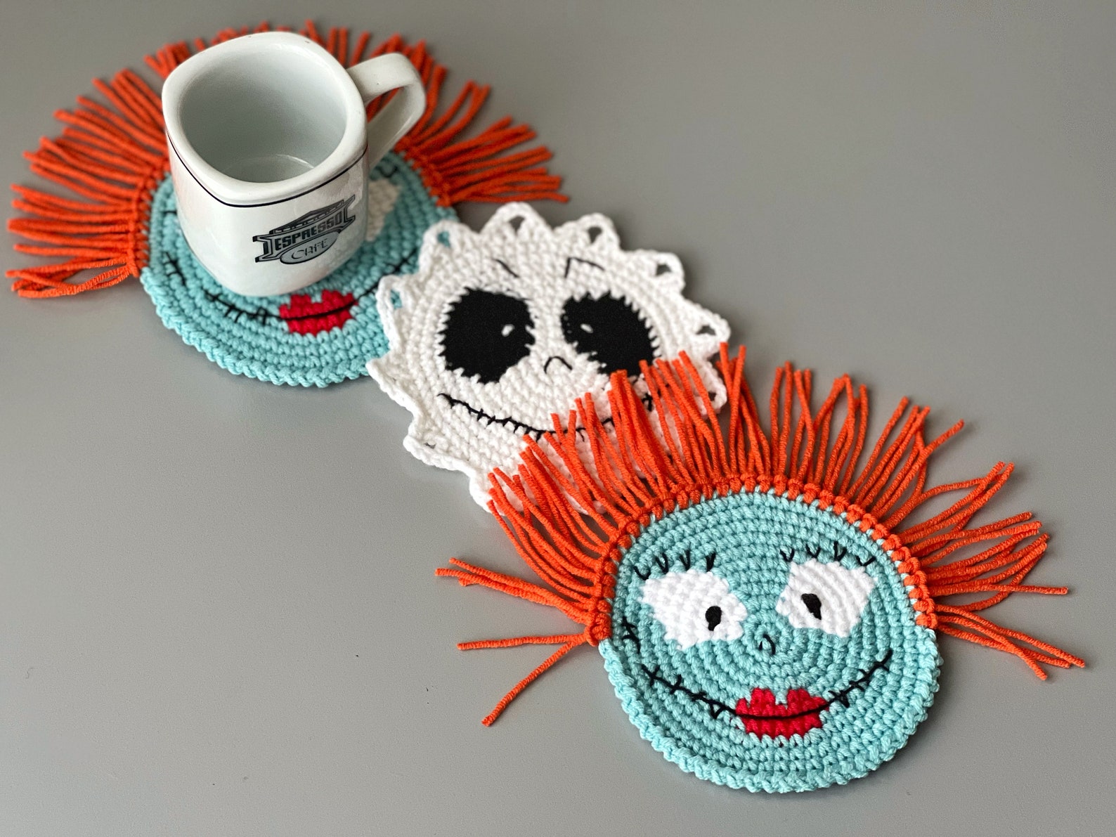 Halloween Crochet Coasters Patterns PDF Scary Coasters Decor Etsy