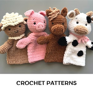 Farm hand puppets patterns PDF bundle Crochet animals farm puppet show Amigurumi animals hand puppets Crochet toys patterns