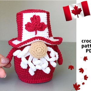 Canadian Patriotic gnome pattern PDF Canada day crochet pattern Canadian Amigurumi Pattern Gnome