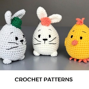 Crochet bunny egg pattern PDF Easter Bunny pattern Easter ornaments Crochet Chicken pattern Funny Easter decorations Eggs amigurumi