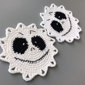 Crochet Skeleton Coaster pattern PDF Eyes coaster Halloween crochet patterns Creepy crochet Halloween table decor image 10