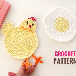 Chicken coaster crochet pattern PDF Crochet chicken drink coaster pattern Cup coaster Chicken Butt pattern image 5