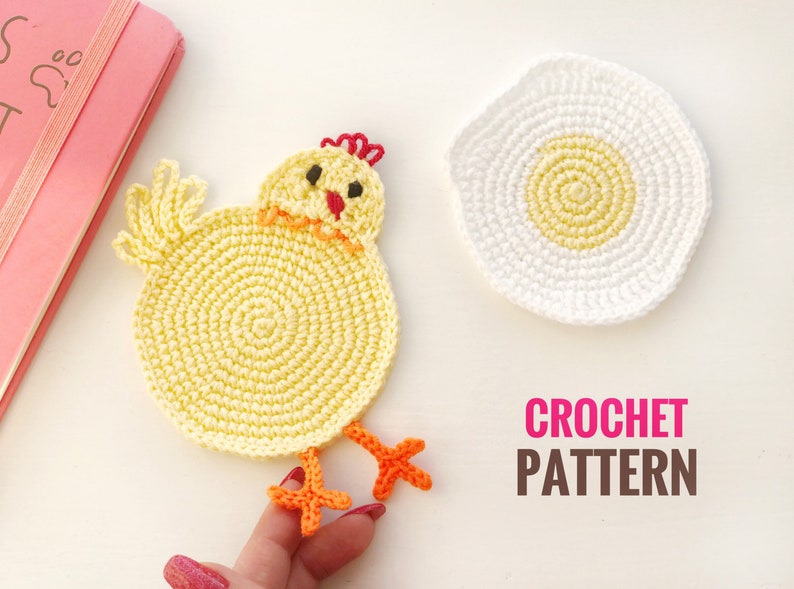 Chicken coaster crochet pattern PDF Crochet chicken drink coaster pattern Cup coaster Chicken Butt pattern image 5