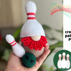 Crochet Bowling gnome pattern PDF Amigurumi bowling pattern Crochet bawling ball pattern Bowling pin crochet pattern Sport gnome pattern