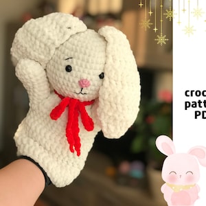 Bunny hand puppet pattern PDF Crochet hand puppets Amigurumi pattern crochet bunny Plushie bunny pattern Amigurumi animals hand puppets