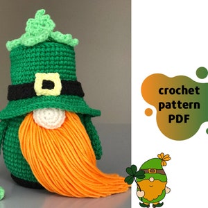 St. Patrick's day Gnome pattern PDF Crochet Leprechaun pattern Leprechaun amigurumi Shamrock ornament pattern image 10