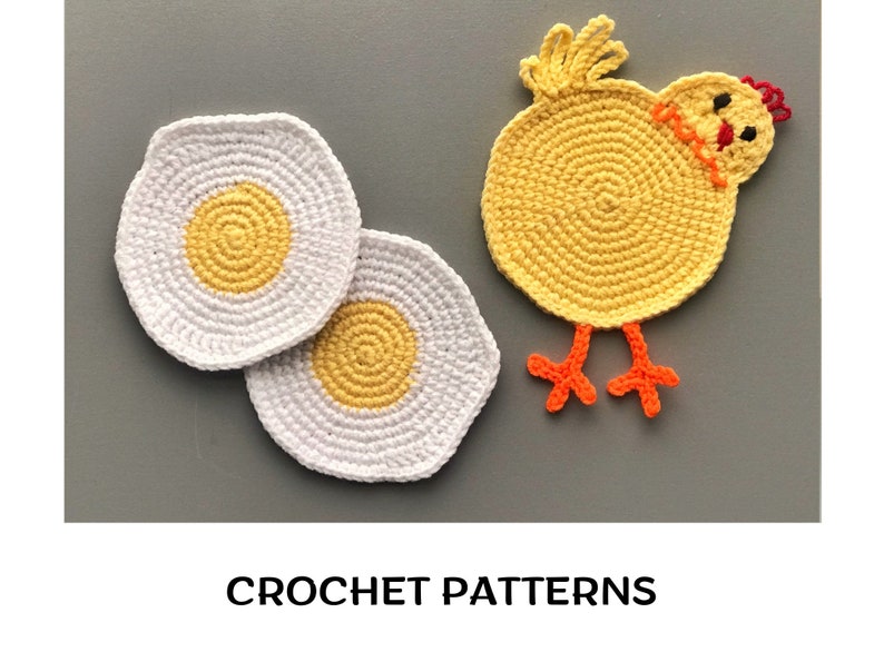 Chicken coaster crochet pattern PDF Crochet chicken drink coaster pattern Cup coaster Chicken Butt pattern image 1