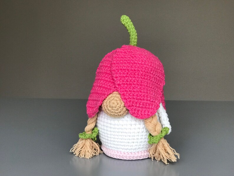 Crochet Tulip Gnome Pattern PDF Mother's day crochet pattern Gift from daughter Gnome Amigurumi pattern Flower Crochet Gnome Spring dwarf image 5