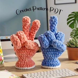 Modello di mano all'uncinetto in PDF Modello di dito medio all'uncinetto Mano di peluche Regalo per un amico Linguaggio dei segni Uncinetto divertente