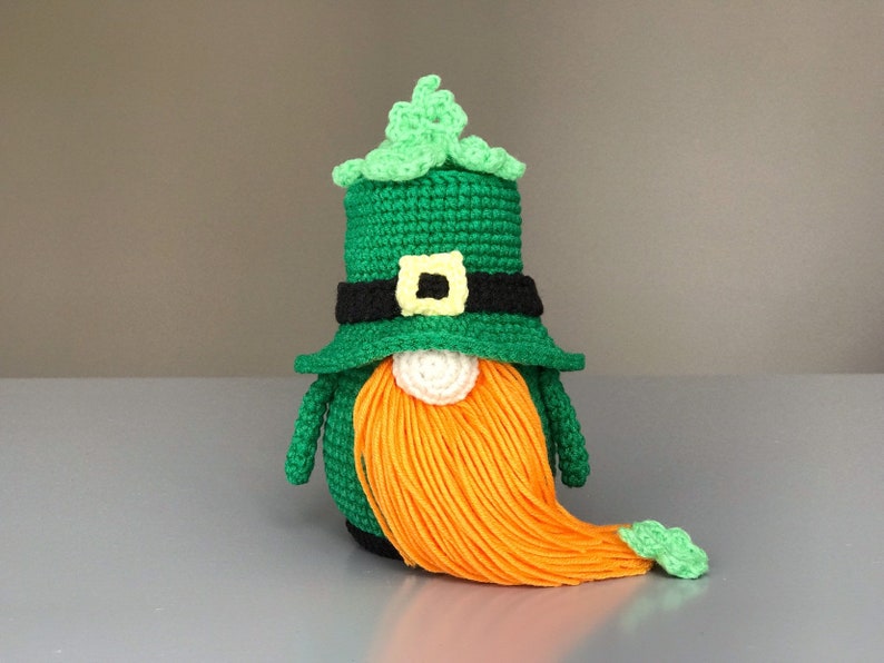 St. Patrick's day Gnome pattern PDF Crochet Leprechaun pattern Leprechaun amigurumi Shamrock ornament pattern image 8