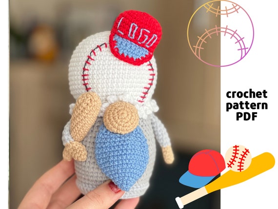 Crochet Baseball gnome pattern PDF Amigurumi Sport gnomes Crochet ball pattern Ball gnome Baseball cap pattern