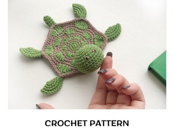 Crochet turtle coaster pattern PDF Turtle drink coaster crochet pattern Tortle cup coaster Table home decor Turtle pattern Crochet coaster
