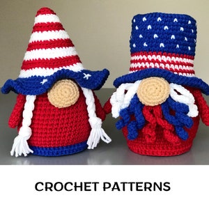 American Gnomes Pattern PDF | 4th of July Crochet Pattern | USA Flag Decor | USA Patriotic Gnome Pattern