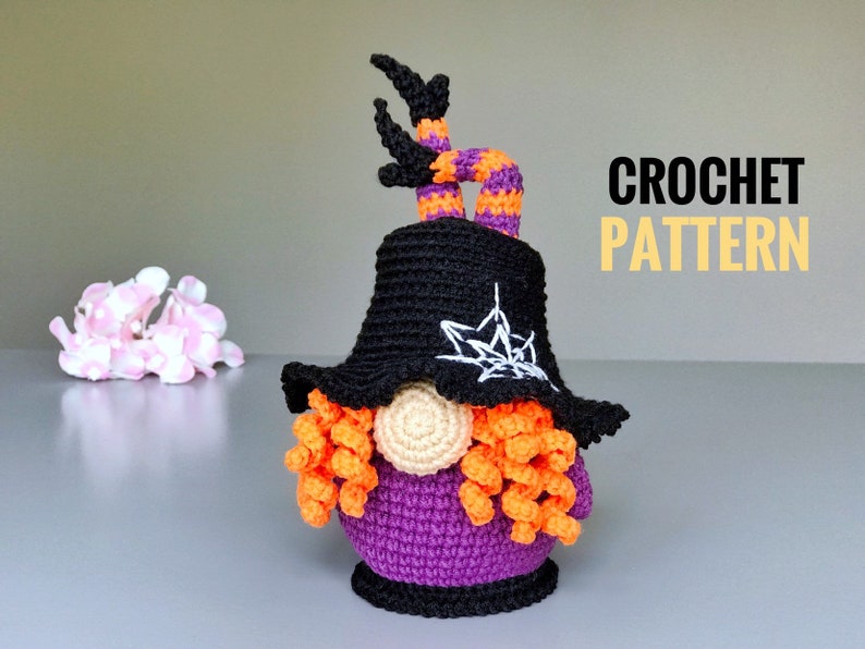 Halloween Gnome with Witches Legs crochet pattern PDF Amigurumi Halloween Pattern Witch Gnome crochet image 9