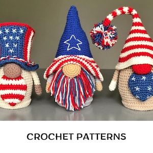 American Patriotic Gnomes Patterns | Instant Download PDF | 4th of July Crochet Pattern | USA Flag Crochet Decor | Independence Day Gnome