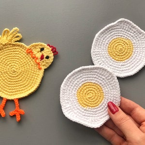 Chicken coaster crochet pattern PDF Crochet chicken drink coaster pattern Cup coaster Chicken Butt pattern image 3