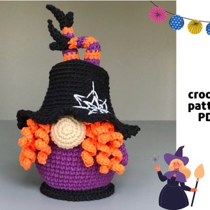 Halloween Gnome with Witches Legs crochet pattern PDF Amigurumi Halloween Pattern Witch Gnome crochet image 1