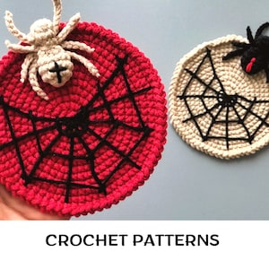Halloween Spider Coaster pattern PDF Spider web coaster Halloween patterns Creepy crochet Horror crochet coasters pattern Minimalist decor