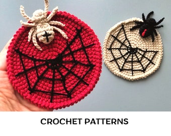 Halloween Spider Coaster pattern PDF Spider web coaster Halloween patterns Creepy crochet Horror crochet coasters pattern Minimalist decor