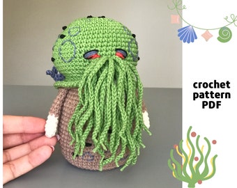 Crochet Cthulhu gnome pattern PDF Ocean Amigurumi Monster Cthulhu pattern Amigurumi Cthulhu scary Crochet gnome pattern Leviathan