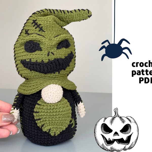 Halloween Scary Gnome pattern PDF Creepy crochet gnomes Christmas horror crochet decor Halloween crochet patterns