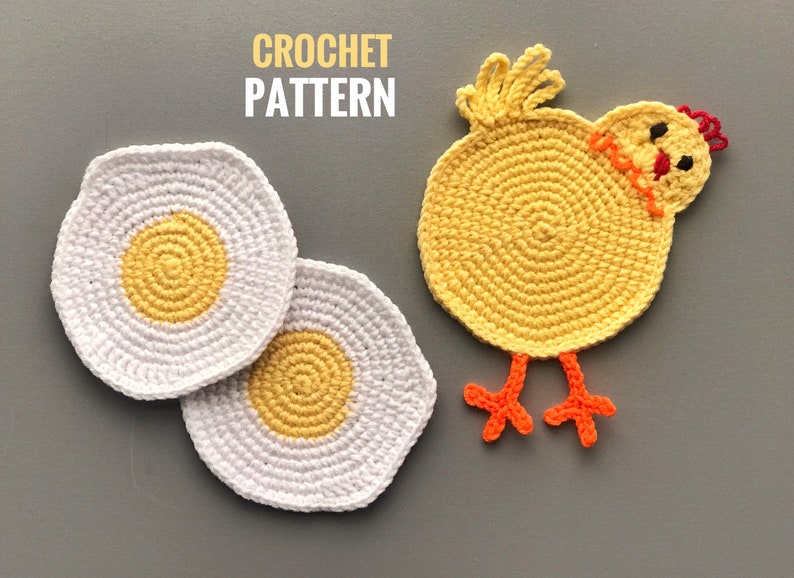 Chicken coaster crochet pattern PDF Crochet chicken drink coaster pattern Cup coaster Chicken Butt pattern image 6