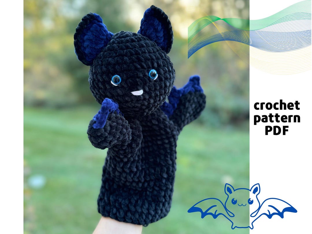 Crochet Bat Hand Puppet Pattern PDF | Crochet Bat Pattern | Spooky ...