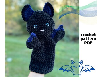 Crochet Bat Hand Puppet Pattern PDF | Crochet Bat Pattern | Spooky Crochet Patterns | Amigurumi Bat | Crochet Plush Bat | Halloween Bat